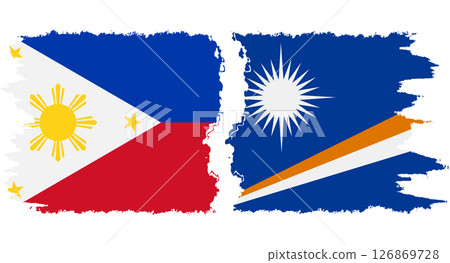 Marshall Islands and Philippines grunge flags connection vector 126869728