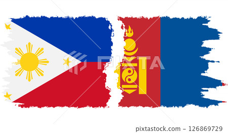 Mongolia and Philippines grunge flags connection vector 126869729