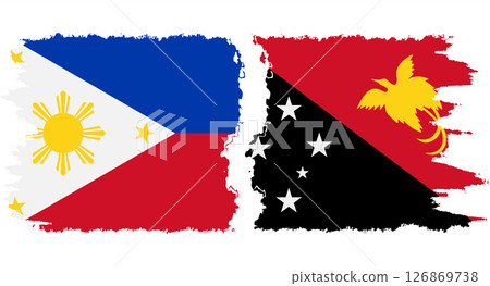 Papua New Guinea and Philippines grunge flags connection vector 126869738