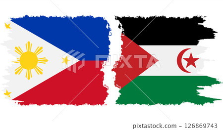 Western Sahara and Philippines grunge flags connection vector 126869743