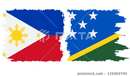Solomon Islands and Philippines grunge flags connection vector Solomon Islands and Philippines grunge flags connection vector 126869749