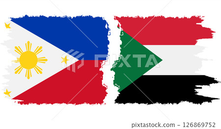Sudan and Philippines grunge flags connection vector Sudan and Philippines grunge flags connection vector 126869752