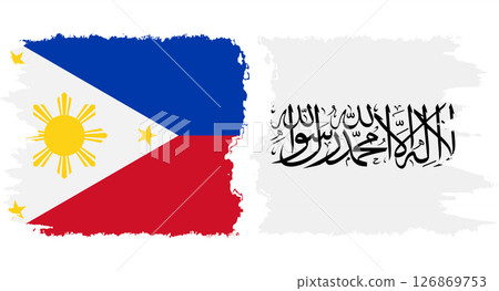 Afghanistan and Philippines grunge flags connection vector 126869753