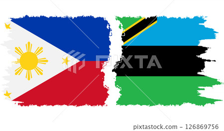 Zanzibar and Philippines grunge flags connection vector 126869756