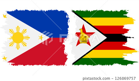 Zimbabwe and Philippines grunge flags connection vector 126869757