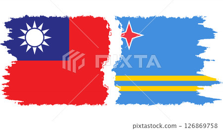Aruba and Taiwan grunge flags connection vector 126869758