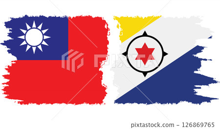 Bonaire and Taiwan grunge flags connection vector 126869765