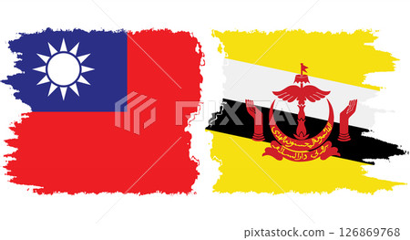 Brunei and Taiwan grunge flags connection vector Brunei and Taiwan grunge flags connection vector 126869768