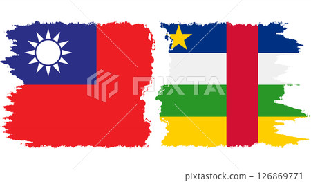 Central African Republic and Taiwan grunge flags connection vecto 126869771