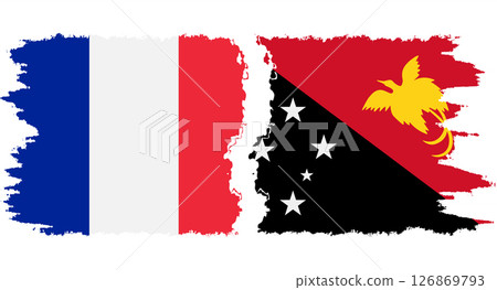 Papua New Guinea and France grunge flags connection vector 126869793