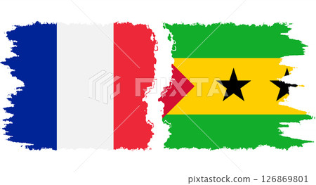 Sao Tome and Principe and France grunge flags connection vector 126869801