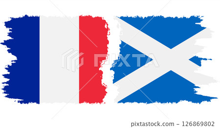 Scotland and France grunge flags connection vector 126869802