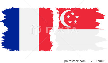Singapore and France grunge flags connection vector 126869803