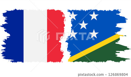 Solomon Islands and France grunge flags connection vector 126869804