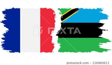 Zanzibar and France grunge flags connection vector 126869811