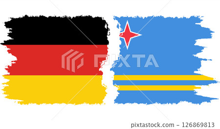 Aruba and Germany grunge flags connection vector 126869813
