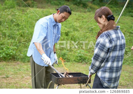 Young man preparing for camping Young man preparing for camping 126869885
