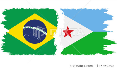 Djibouti and Brazil grunge flags connection vector Djibouti and Brazil grunge flags connection vector 126869898