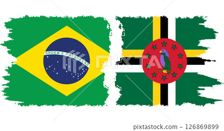 Dominica and Brazil grunge flags connection vector 126869899