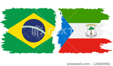 Equatorial Guinea and Brazil grunge flags connection vector 126869902