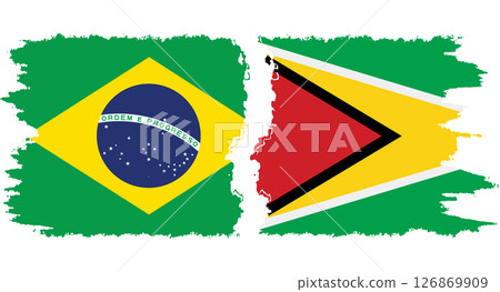 Guyana and Brazil grunge flags connection vector Guyana and Brazil grunge flags connection vector 126869909