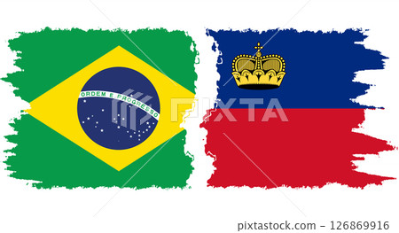 Liechtenstein and Brazil grunge flags connection vector Liechtenstein and Brazil grunge flags connection vector 126869916
