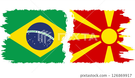 Northern Macedonia and Brazil grunge flags connection vector Northern Macedonia and Brazil grunge flags connection vector 126869917