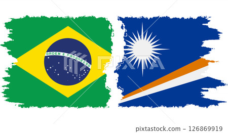 Marshall Islands and Brazil grunge flags connection vector Marshall Islands and Brazil grunge flags connection vector 126869919