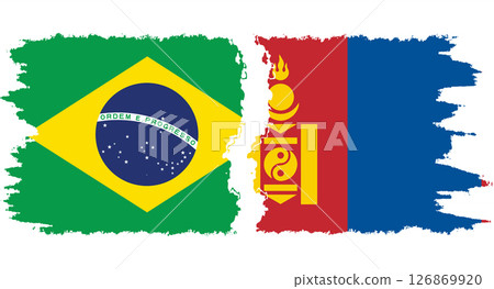 Mongolia and Brazil grunge flags connection vector 126869920