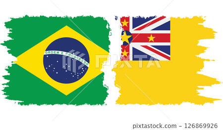 Niue and Brazil grunge flags connection vector Niue and Brazil grunge flags connection vector 126869926
