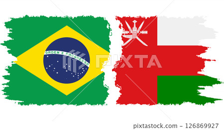 Oman and Brazil grunge flags connection vector 126869927