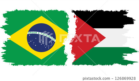 Palestine and Brazil grunge flags connection vector 126869928