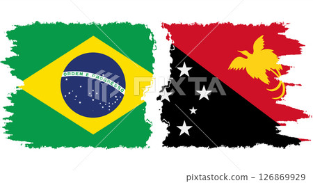 Papua New Guinea and Brazil grunge flags connection vector 126869929