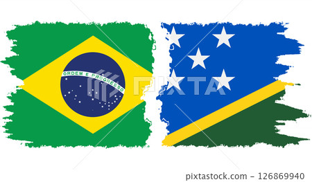 Solomon Islands and Brazil grunge flags connection vector Solomon Islands and Brazil grunge flags connection vector 126869940