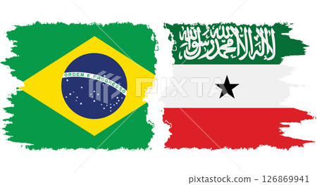 Somaliland and Brazil grunge flags connection vector 126869941