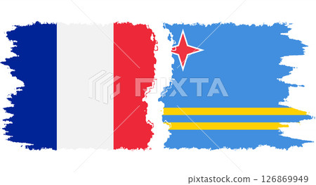 Aruba and France grunge flags connection vector Aruba and France grunge flags connection vector 126869949