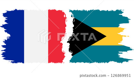 Bahamas and France grunge flags connection vector 126869951