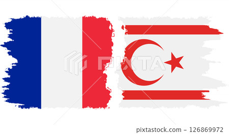 Turkish Republic of Northern Cyprus and France grunge flags conne Turkish Republic of Northern Cyprus and France grunge flags conne 126869972