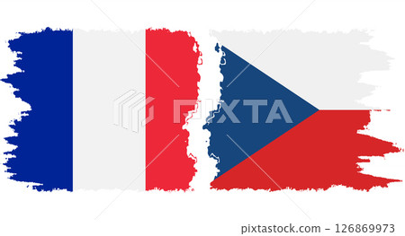 Czech and France grunge flags connection vector 126869973