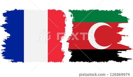 Darfur and France grunge flags connection vector 126869974