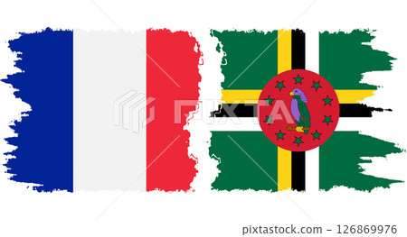 Dominica and France grunge flags connection vector 126869976