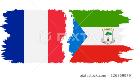 Equatorial Guinea and France grunge flags connection vector 126869979