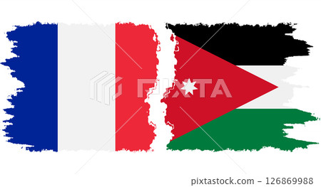 Jordan and France grunge flags connection vector 126869988