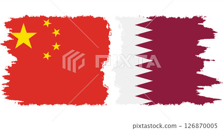 Qatar and China grunge flags connection vector 126870005