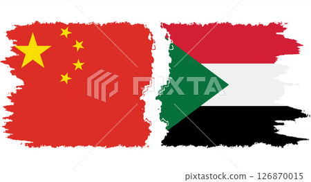 Sudan and China grunge flags connection vector Sudan and China grunge flags connection vector 126870015