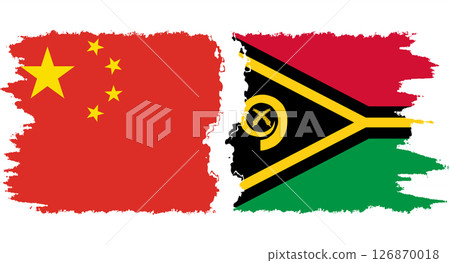 Vanuatu and China grunge flags connection vector 126870018