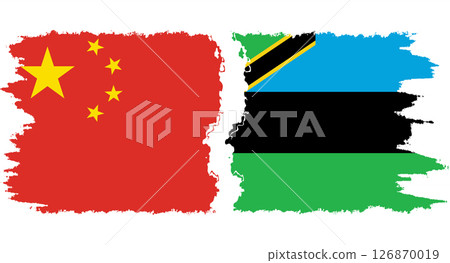 Zanzibar and China grunge flags connection vector Zanzibar and China grunge flags connection vector 126870019