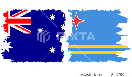Aruba and Australia grunge flags connection vector 126870021