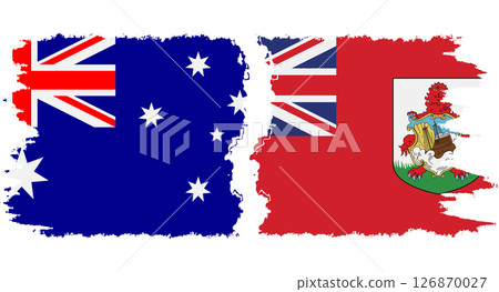 Bermuda and Australia grunge flags connection vector 126870027