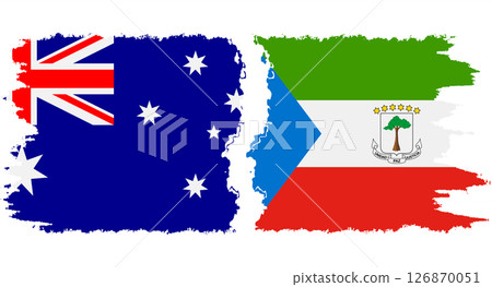 Equatorial Guinea and Australia grunge flags connection vector 126870051